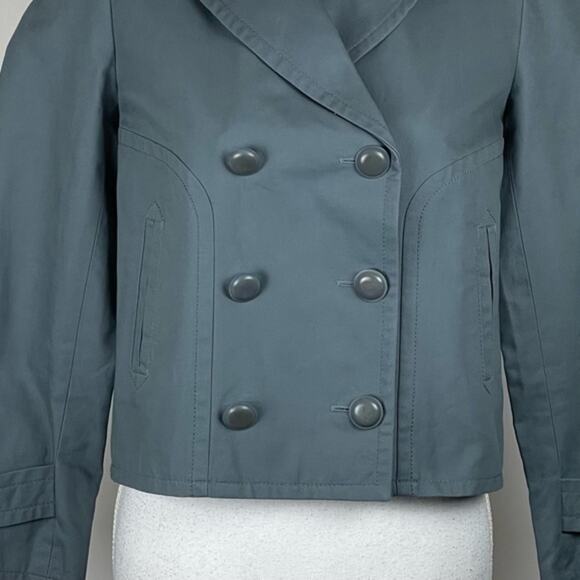 Talbots Gray 100% Cotton Double Breasted Career Office Jacket NWOT Size 2P - Picture 4 of 12